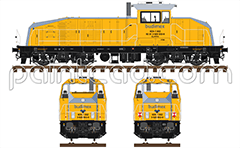 Modernized rail engine SM42 by "Tabor Dębica" company, Poland. Side, front and rear view. Color drafting with high-detail, all technical inscriptions and designations. EDITORIAL USE