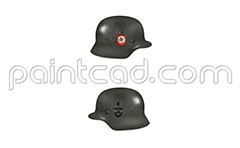 Side views of steel helmet used by the German field police units during WW2.
Double insignia of Nazi Military Police with bordered two decals - shield with swastika and stylized eagle. Each side have a vents. This model is known as M1935 or M35. An artistic illustration suitable for historical purposes - research materials, education, documentaries books, and museums.